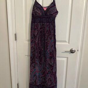 Elegant Purple Paisley Maxi Dress